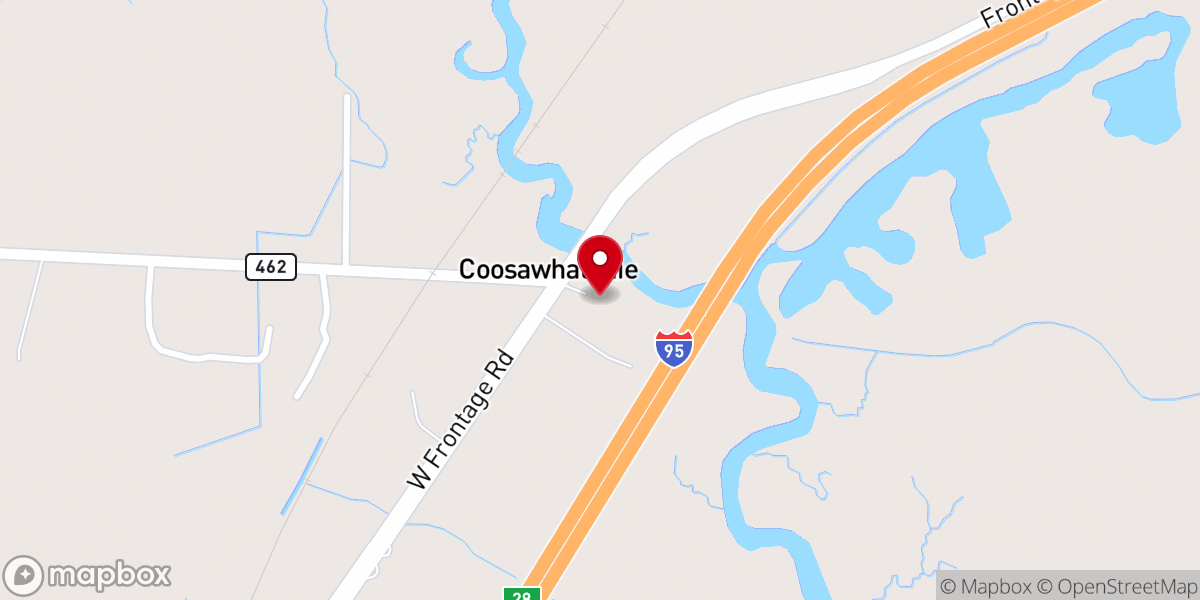 Map showing location of Coosawhatchie Church