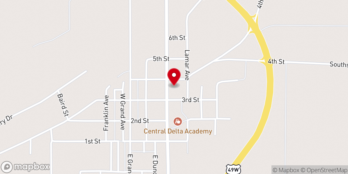 Map showing location of First Baptist Church of Inverness Mississippi
