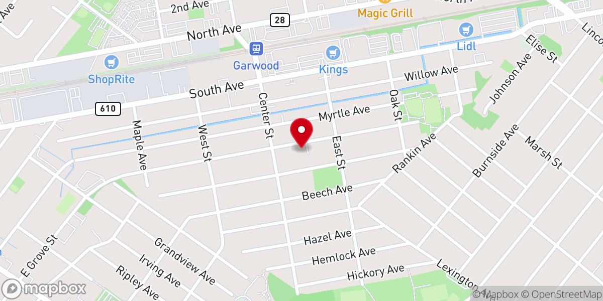 Map showing location of Garwood Presbyterian Church