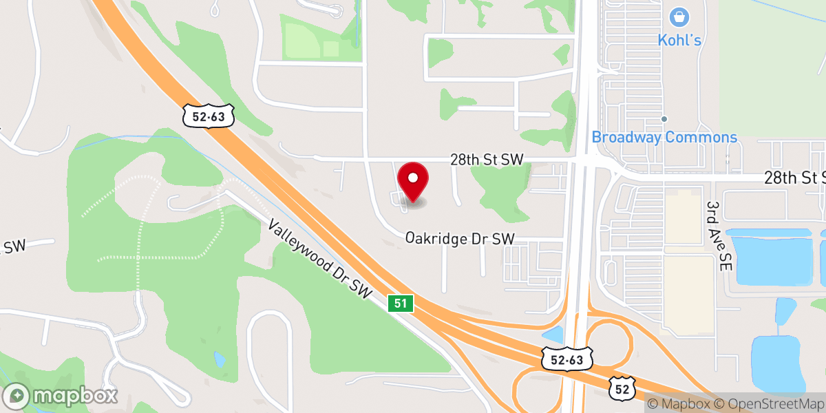 Map showing location of Oak Hills Wesleyan Church