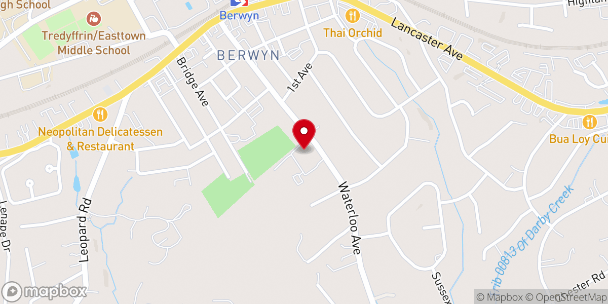 Map showing location of Berwyn United Methodist Church