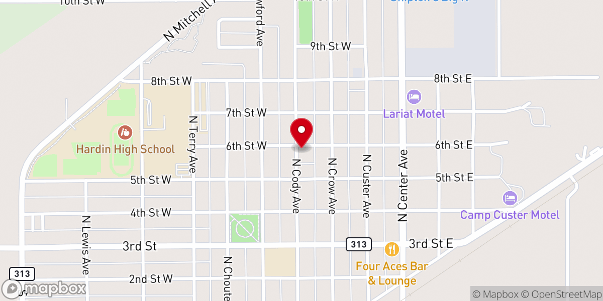 Map showing location of Hardin Seventh-Day Adventist Church