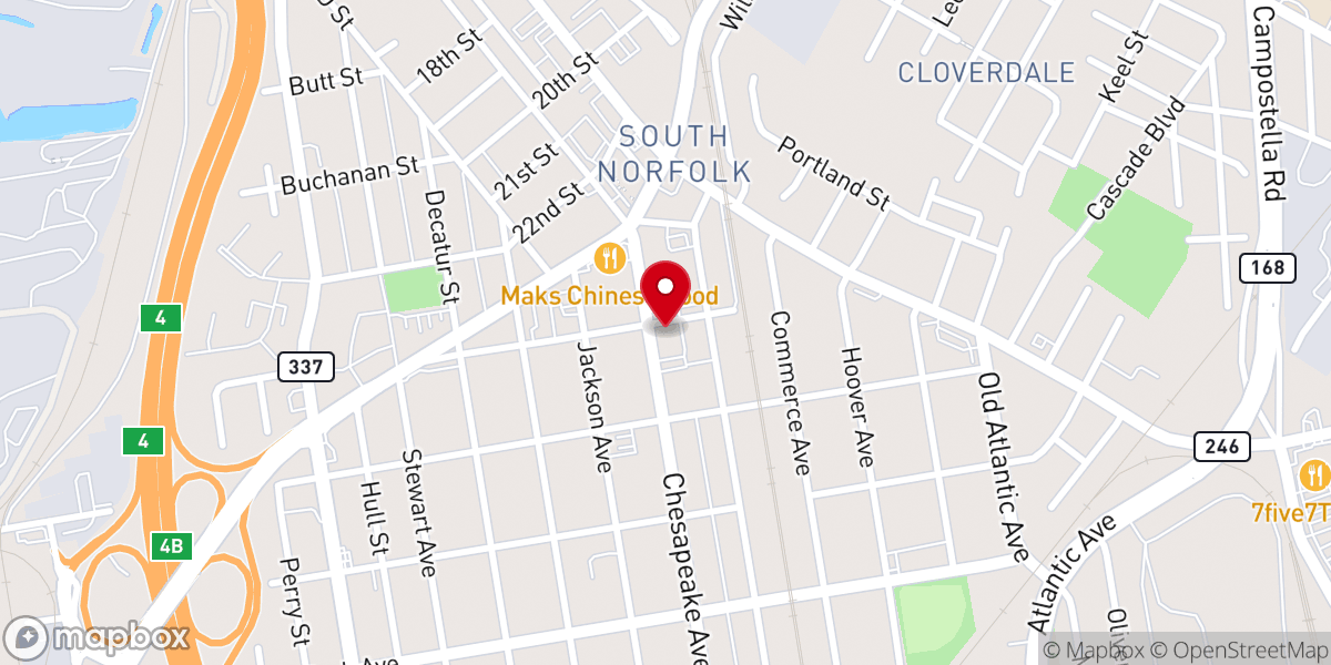 Map showing location of South Norfolk Baptist Church