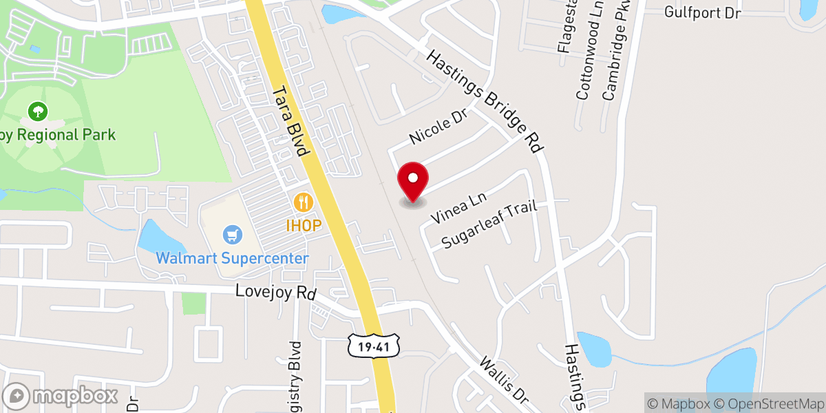 Map showing location of Mt Hickory Baptist