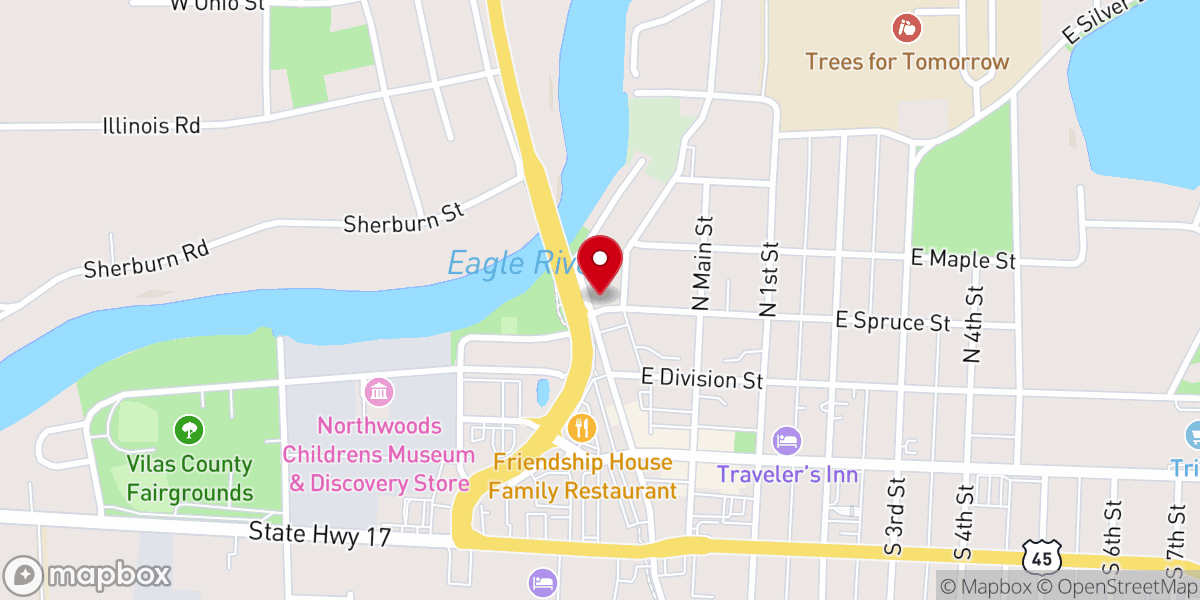 Map showing location of Eagle River Chamber-Commerce