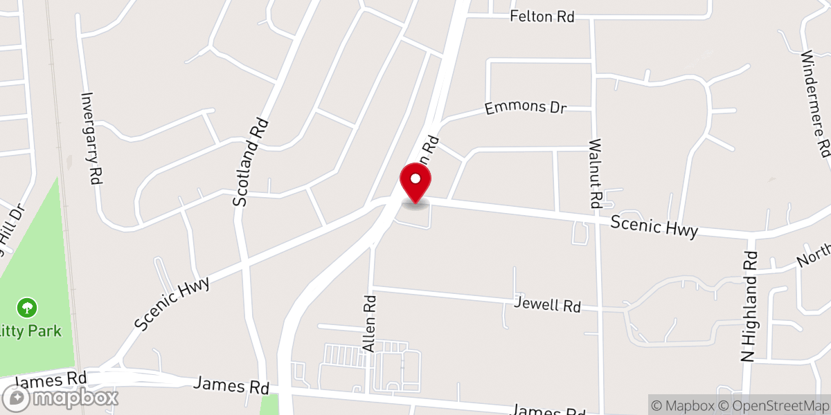 Map showing location of Scenic Hills Baptist Church