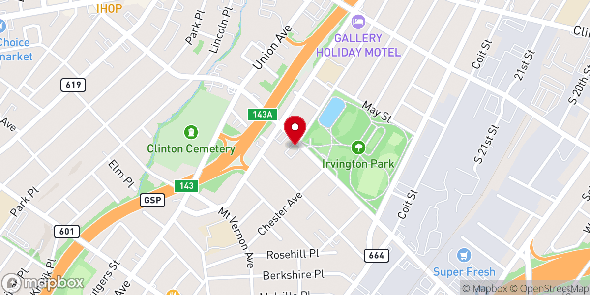 Map showing location of Irvington Assembly of God Inc