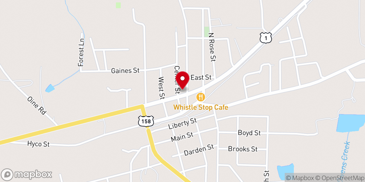 Map showing location of Norlina Methodist Church