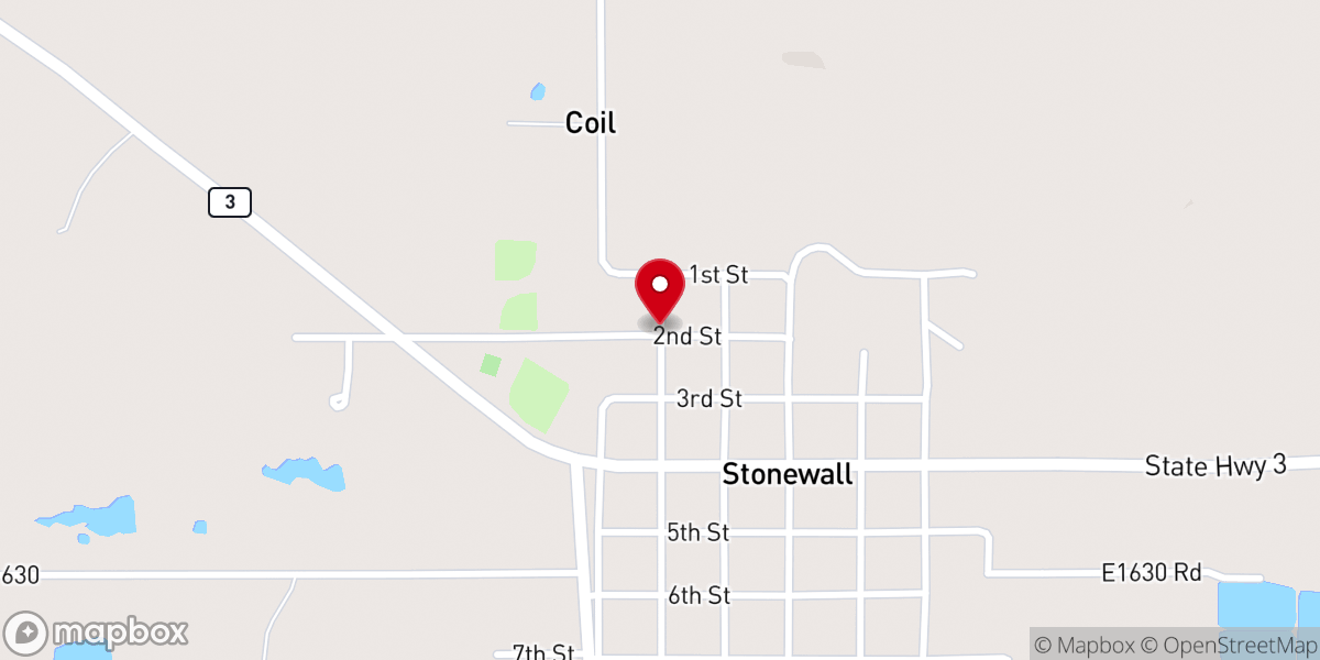 Map showing location of Stonewall Free Will Baptist