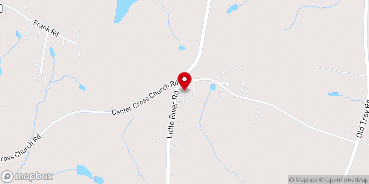 Map showing location of Center Cross Church