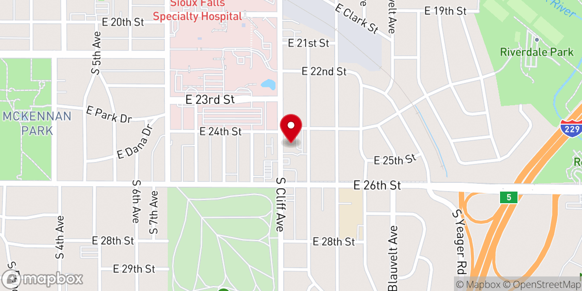 Map showing location of Hope Lutheran Church