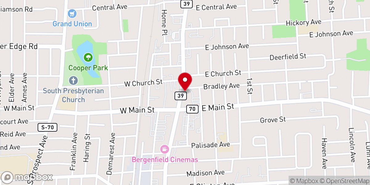 Map showing location of St. John the Evangelist's Catholic Church