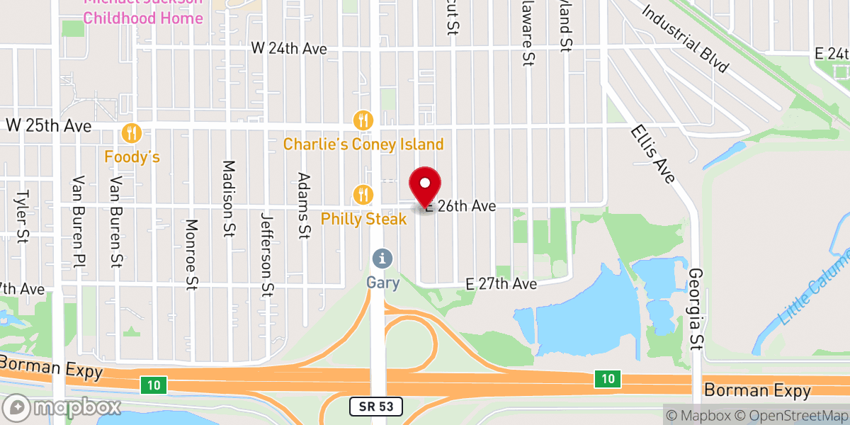 Map showing location of Greater Saint James African Methodist Episcopal Church