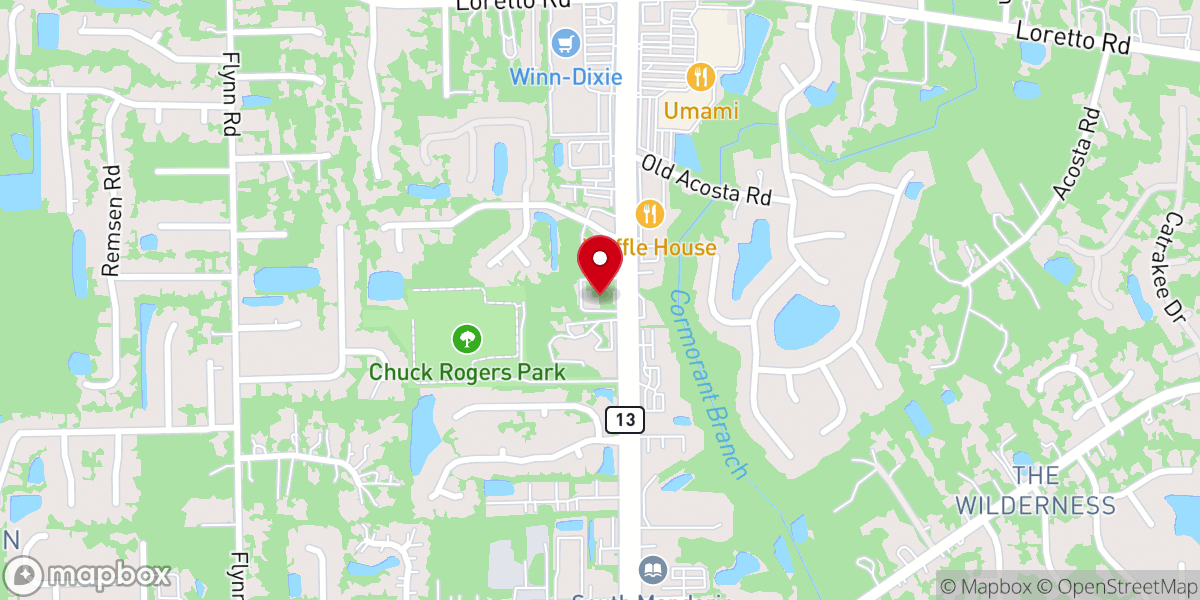 Map showing location of Mandarin Lutheran Church