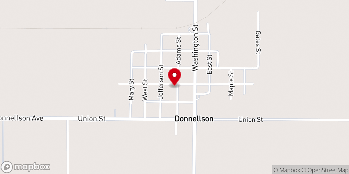 Map showing location of Donnellson Presbyterian Church