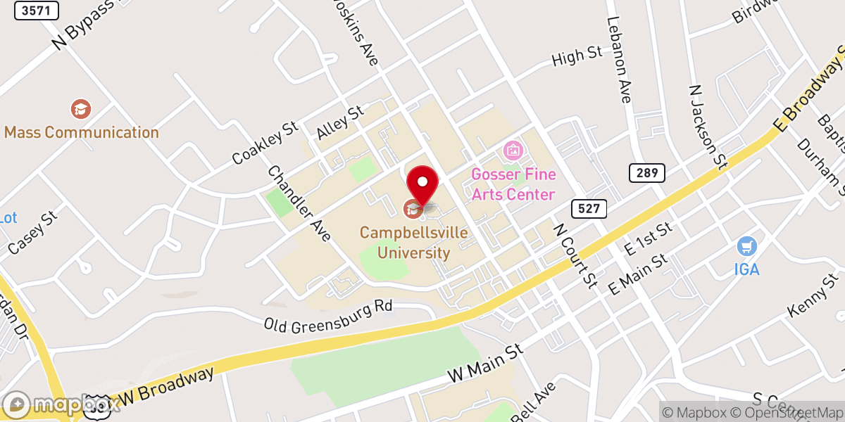 Map showing location of Campbellsville University
