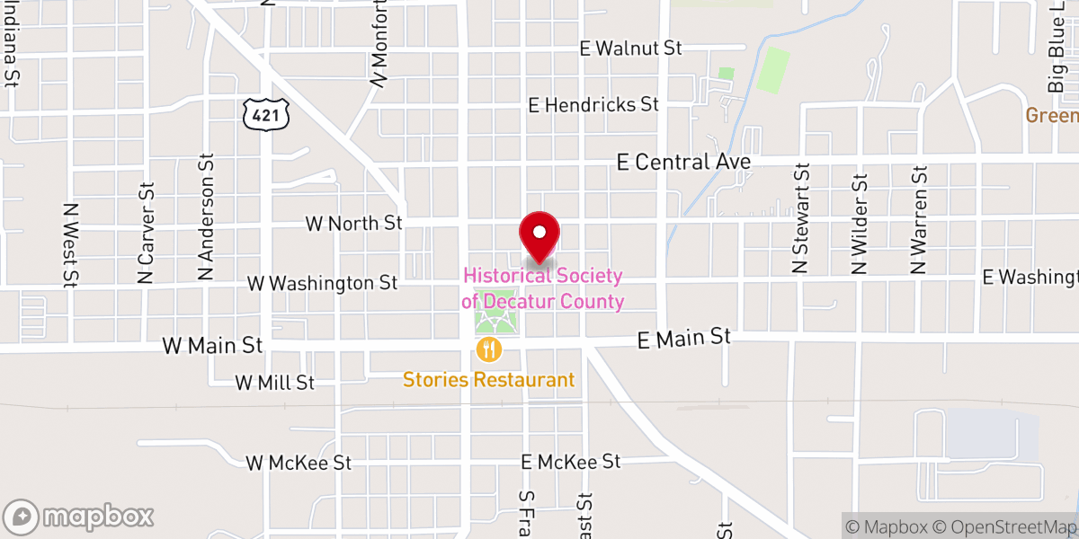 Map showing location of First Presbyterian Church of Greensburg