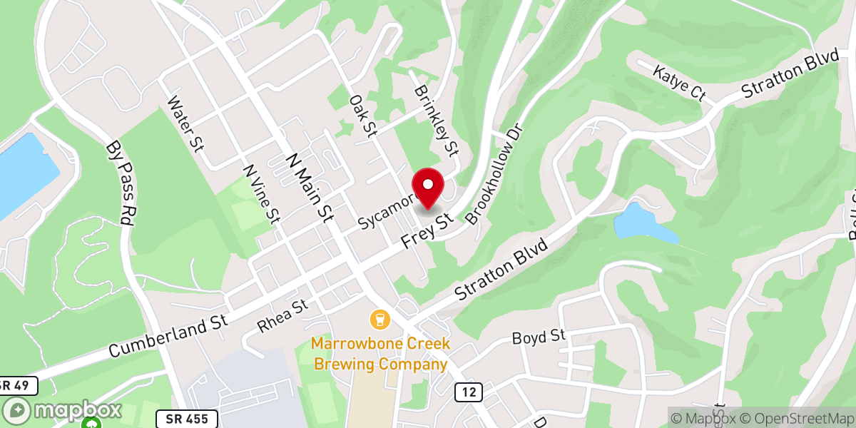 Map showing location of Ashland City United Methodist Church