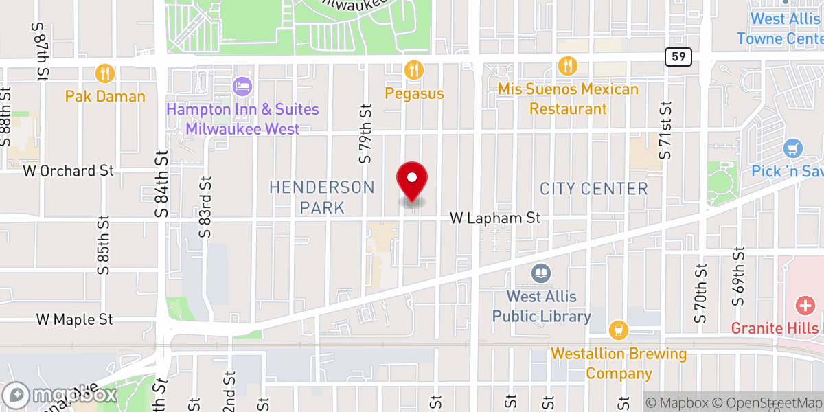 Map showing location of First Baptist Church Of West Allis