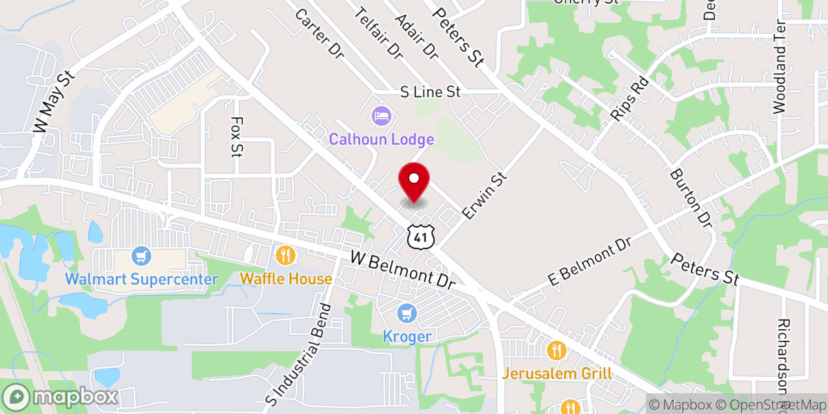 Map showing location of Nellie Peters Memorial Chapel