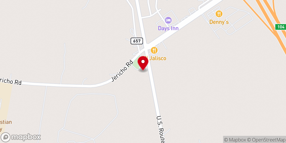 Map showing location of Carmel Baptist Church