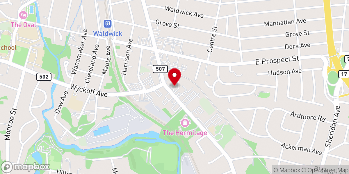 Map showing location of Waldwick United Methodist Church