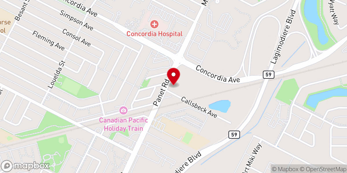 Map showing location of Philadelphia Eritrean Church Winnipeg