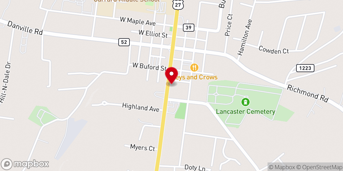 Map showing location of Lancaster Christian Church