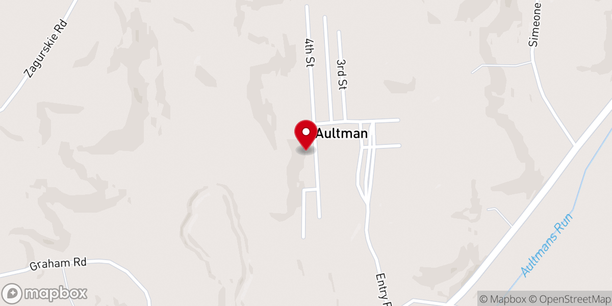 Map showing location of Aultman Baptist Church