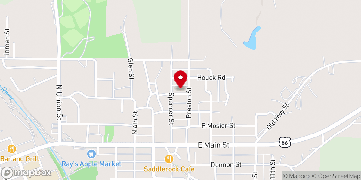 Map showing location of St Rose Church
