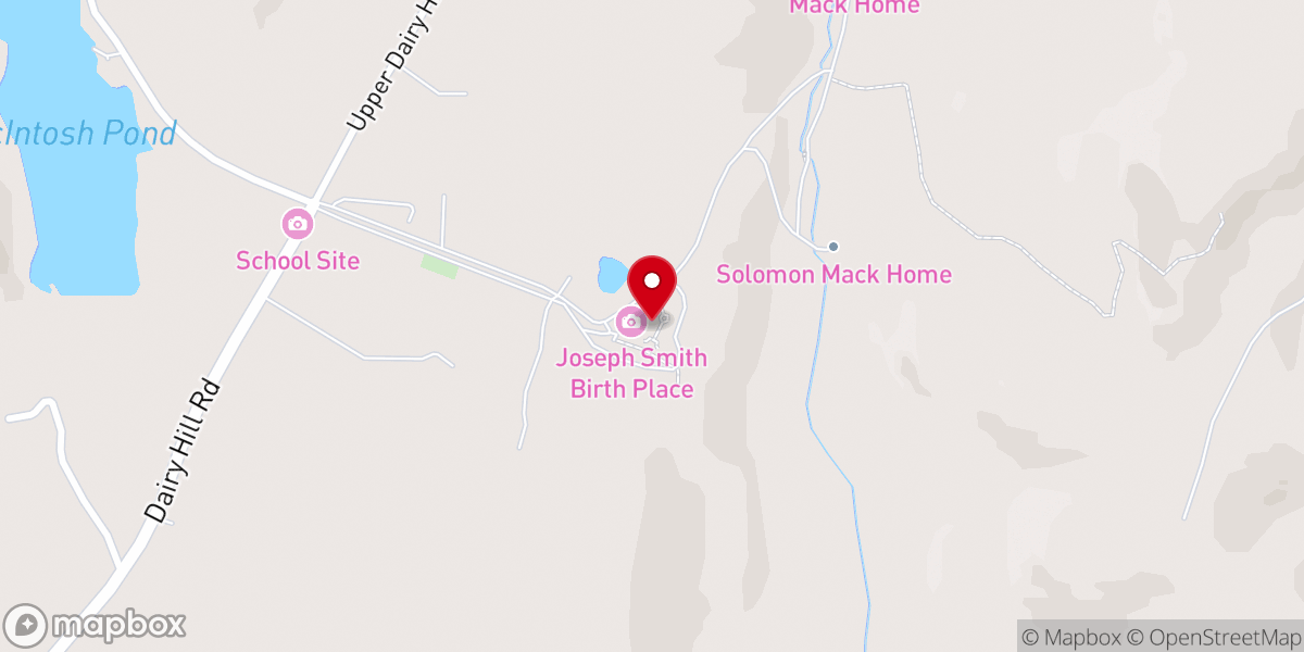 Map showing location of Joseph Smith Birthplace Home Site