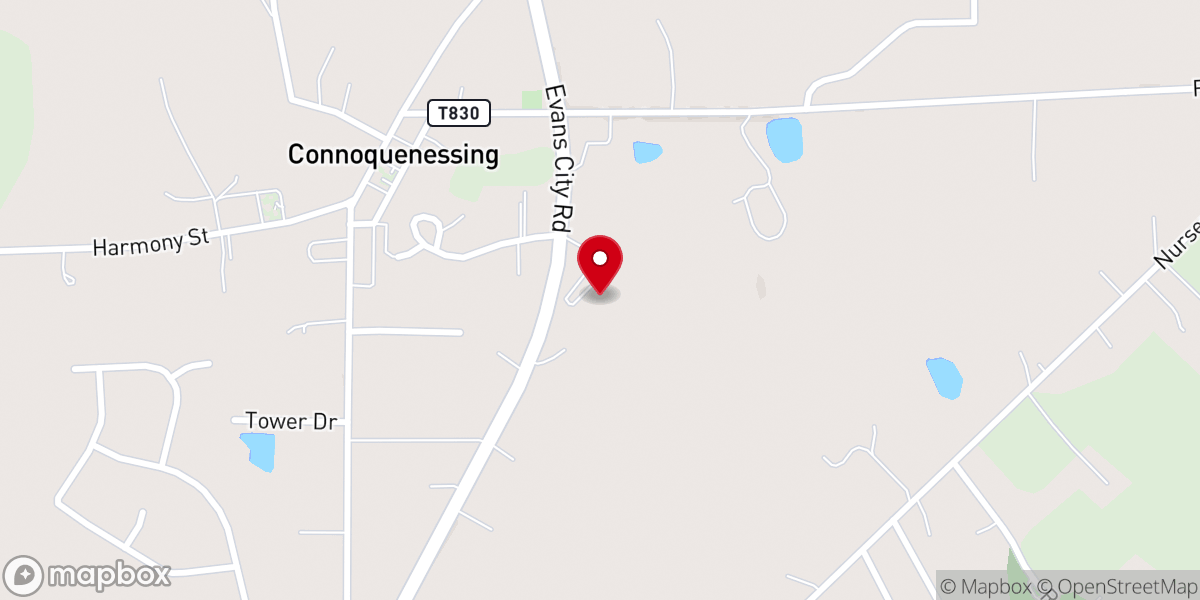 Map showing location of Church of God at Connoquenessing
