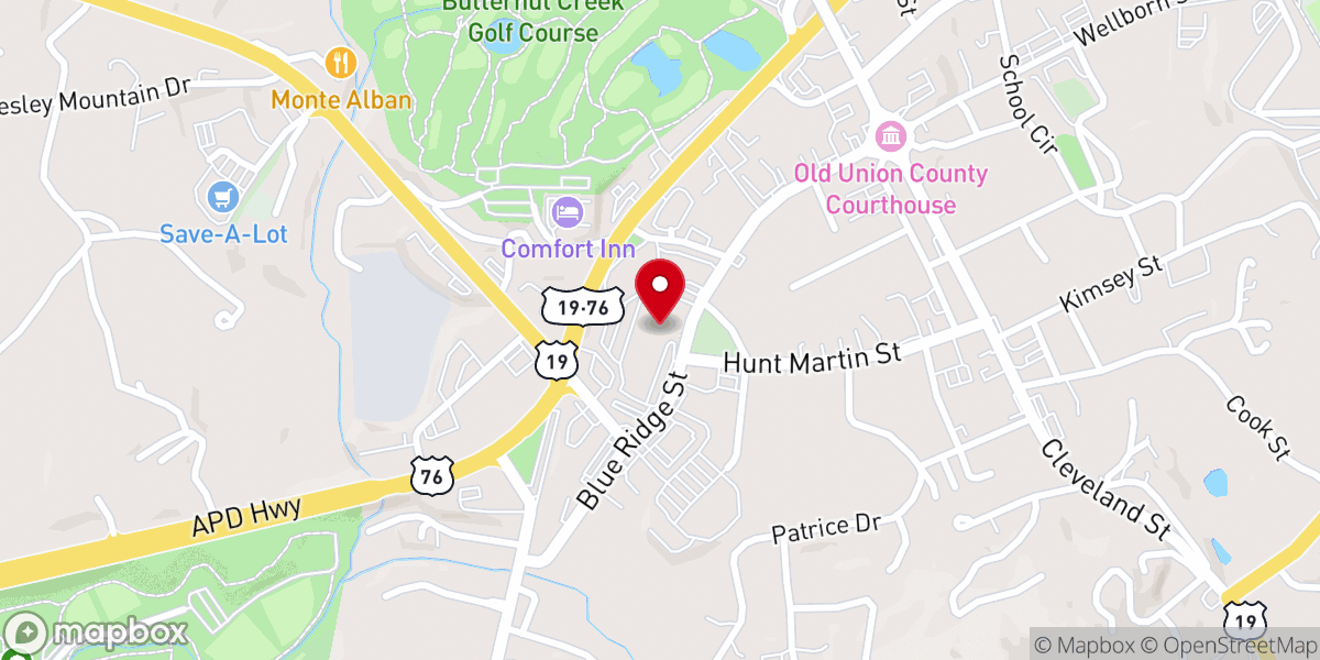 Map showing location of First Baptist Church Blairsville