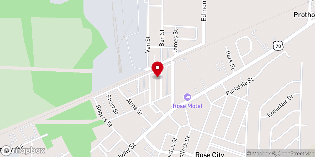 Map showing location of Mt. Olive Missionary Baptist Church