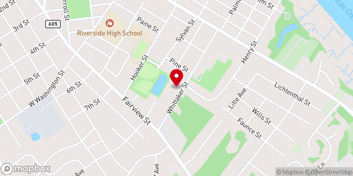 Map showing location of Riverside City Church