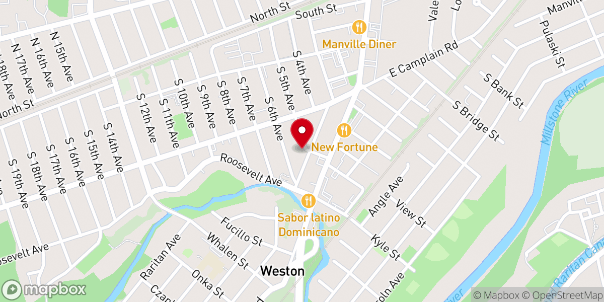 Map showing location of Manville Reformed Church