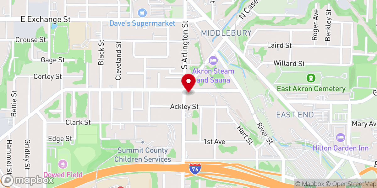 Map showing location of Salvation Army - Akron Temple Corps
