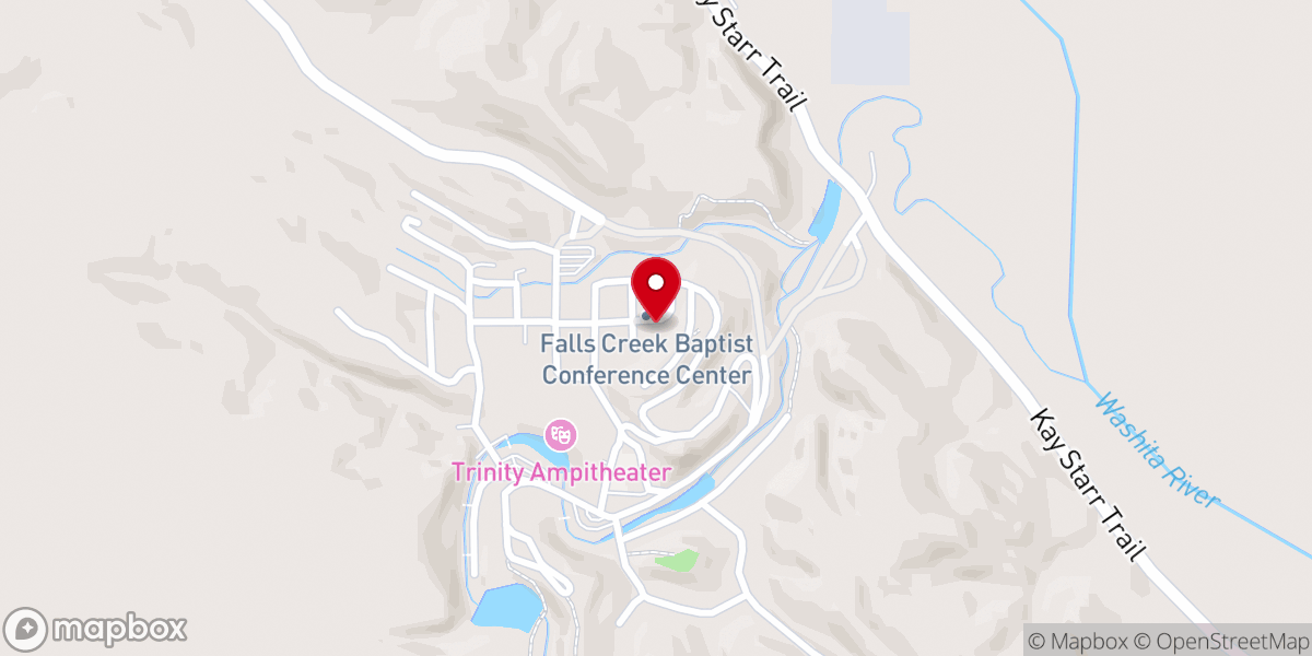 Map showing location of OKC Mayridge Falls Creek Cabin