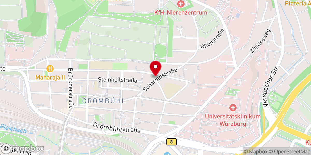 Map showing location of Pfarramt Thomaskirche Würzburg