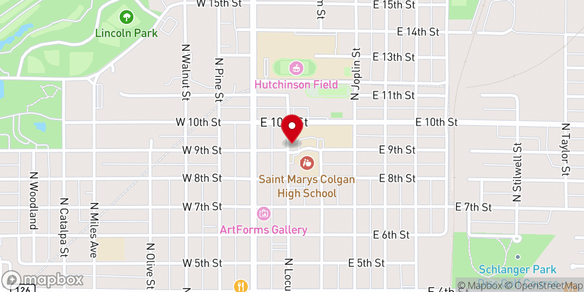 Map showing location of Our Lady of Lourdes Catholic Church