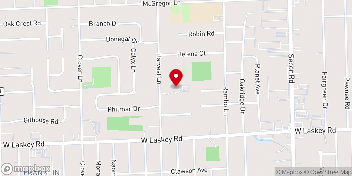 Map showing location of Harvest Lane Alliance Church