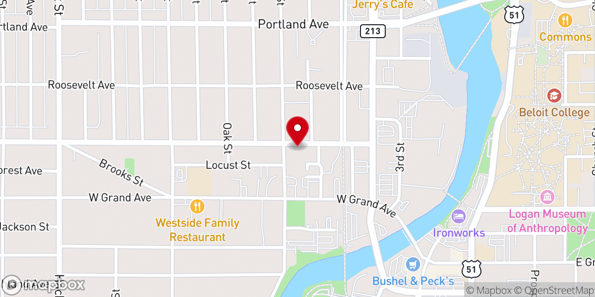 Map showing location of United Church of Beloit