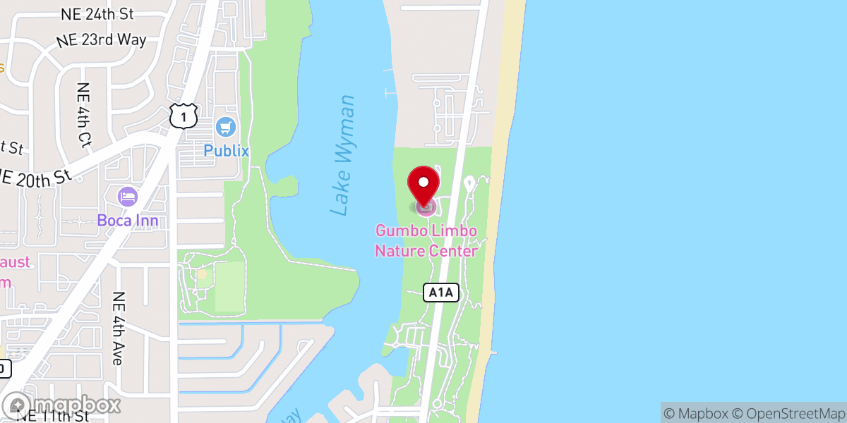 Map showing location of Gumbo Limbo Nature Center