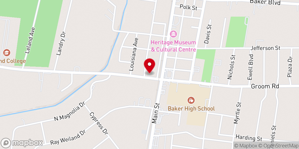Map showing location of Baker Presbyterian Church