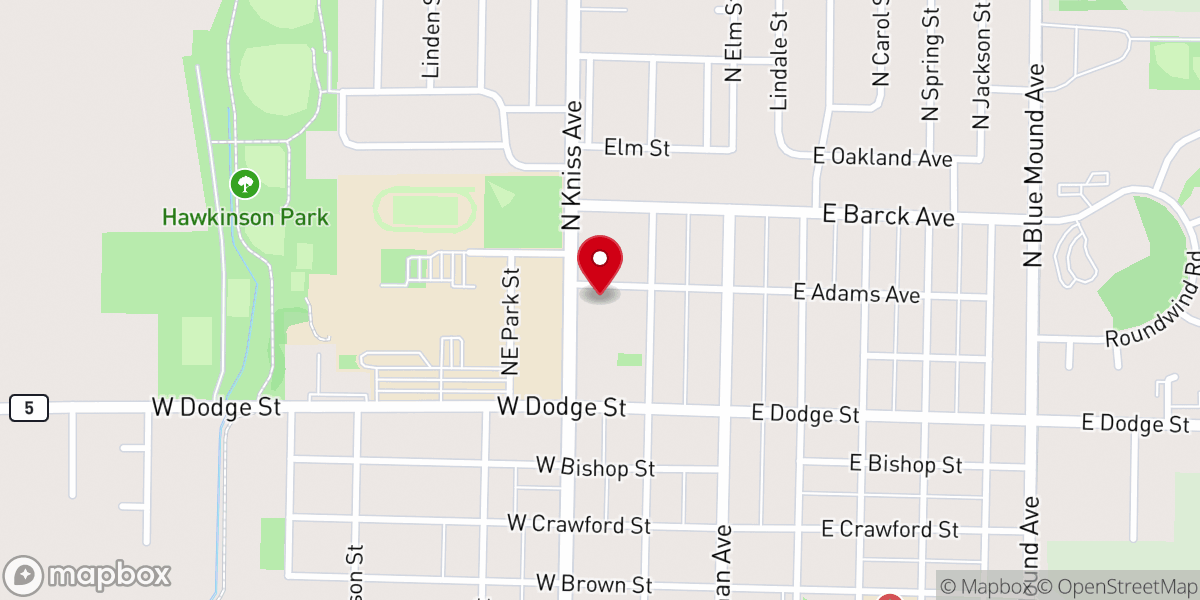 Map showing location of Bethany Lutheran Church