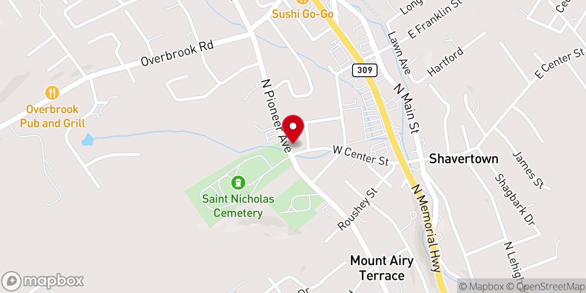 Map showing location of Shavertown United Methodist Church