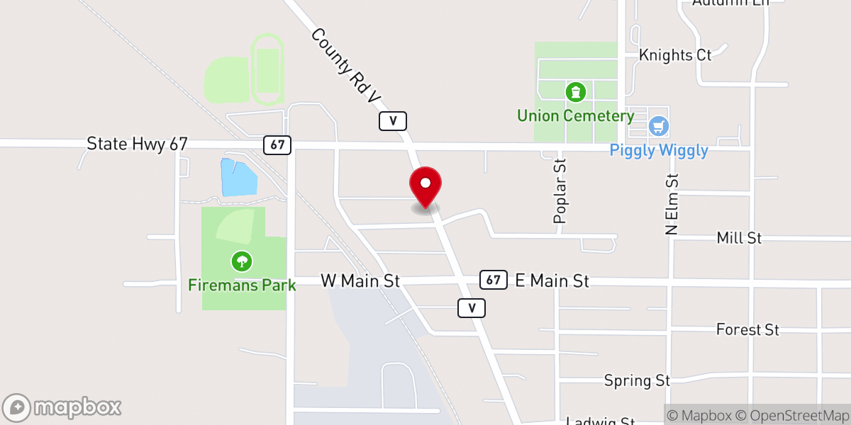 Map showing location of Campbellsport United Methodist Church
