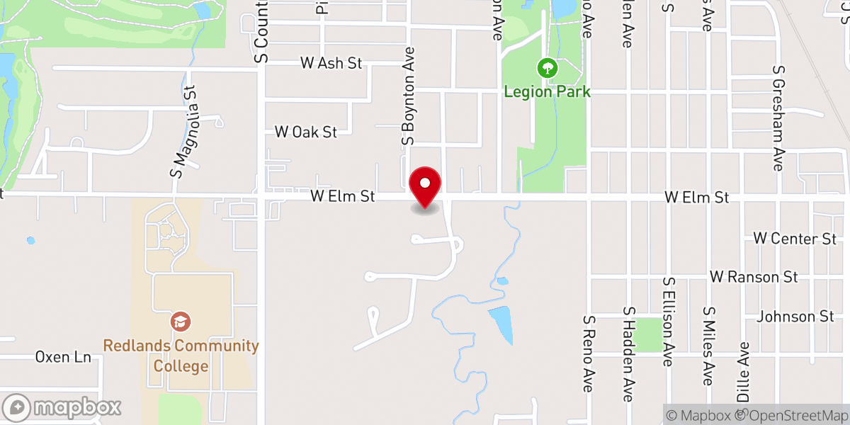 Map showing location of Elm Street Church of Christ