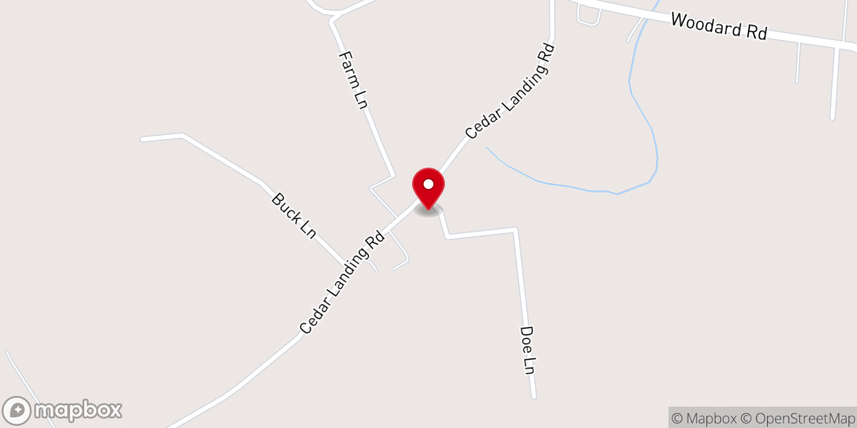 Map showing location of Cedar Landing Church