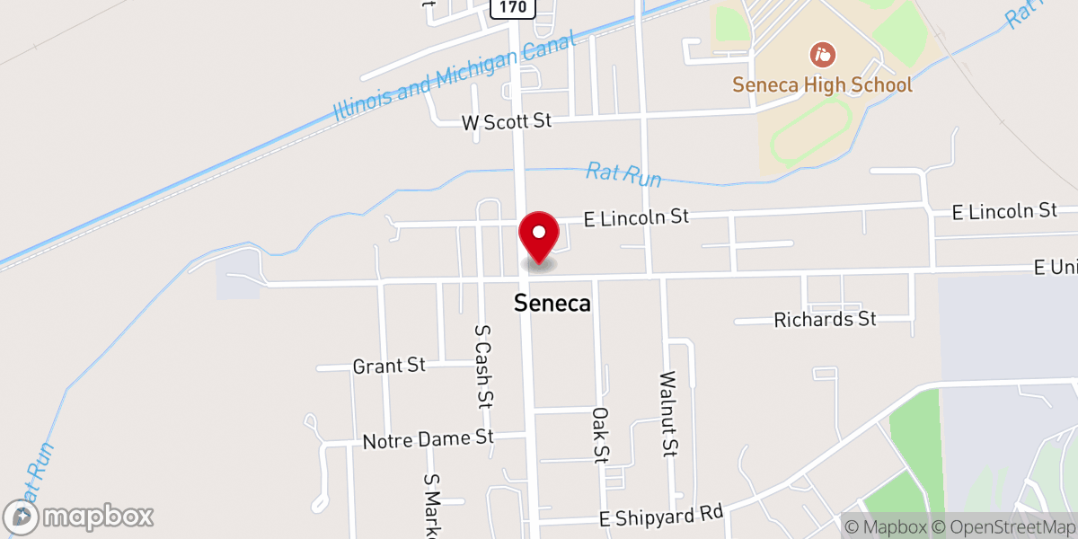 Map showing location of The Village Christian Church Seneca